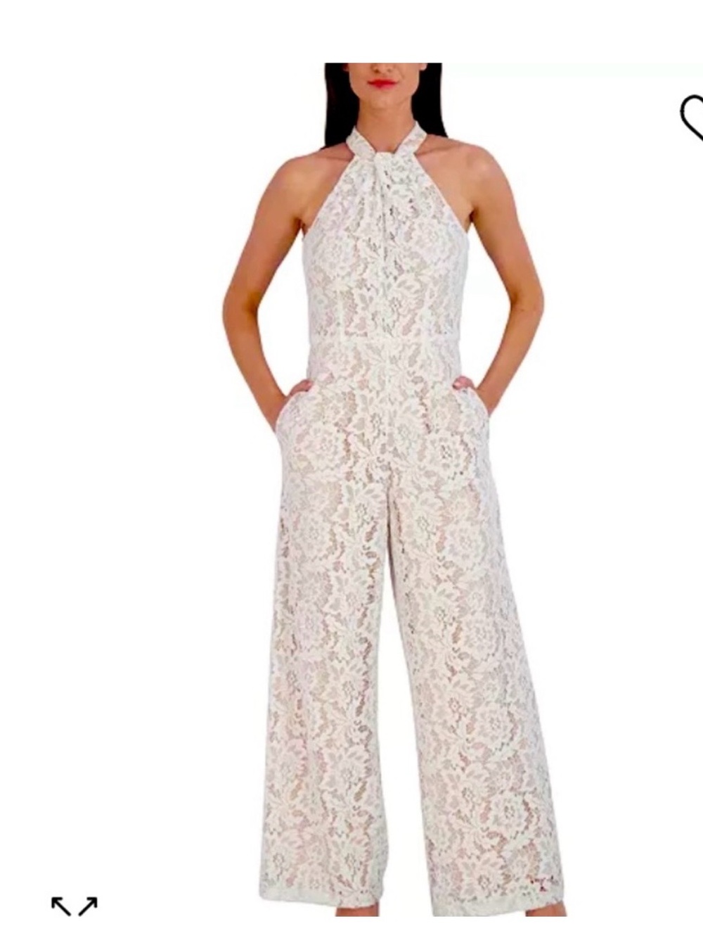 Alexia Admor Sienna Lace Halter-neck Wide-Leg Jumpsuit
